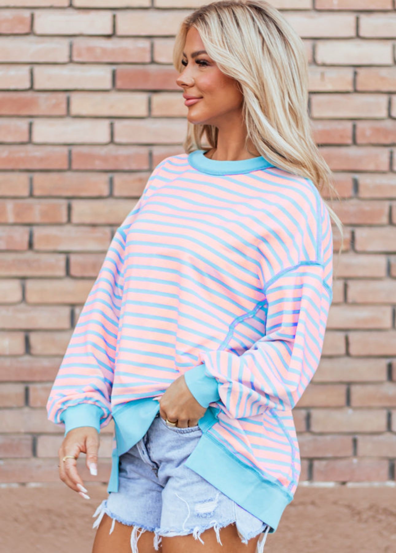 pink & blue tunic pullover