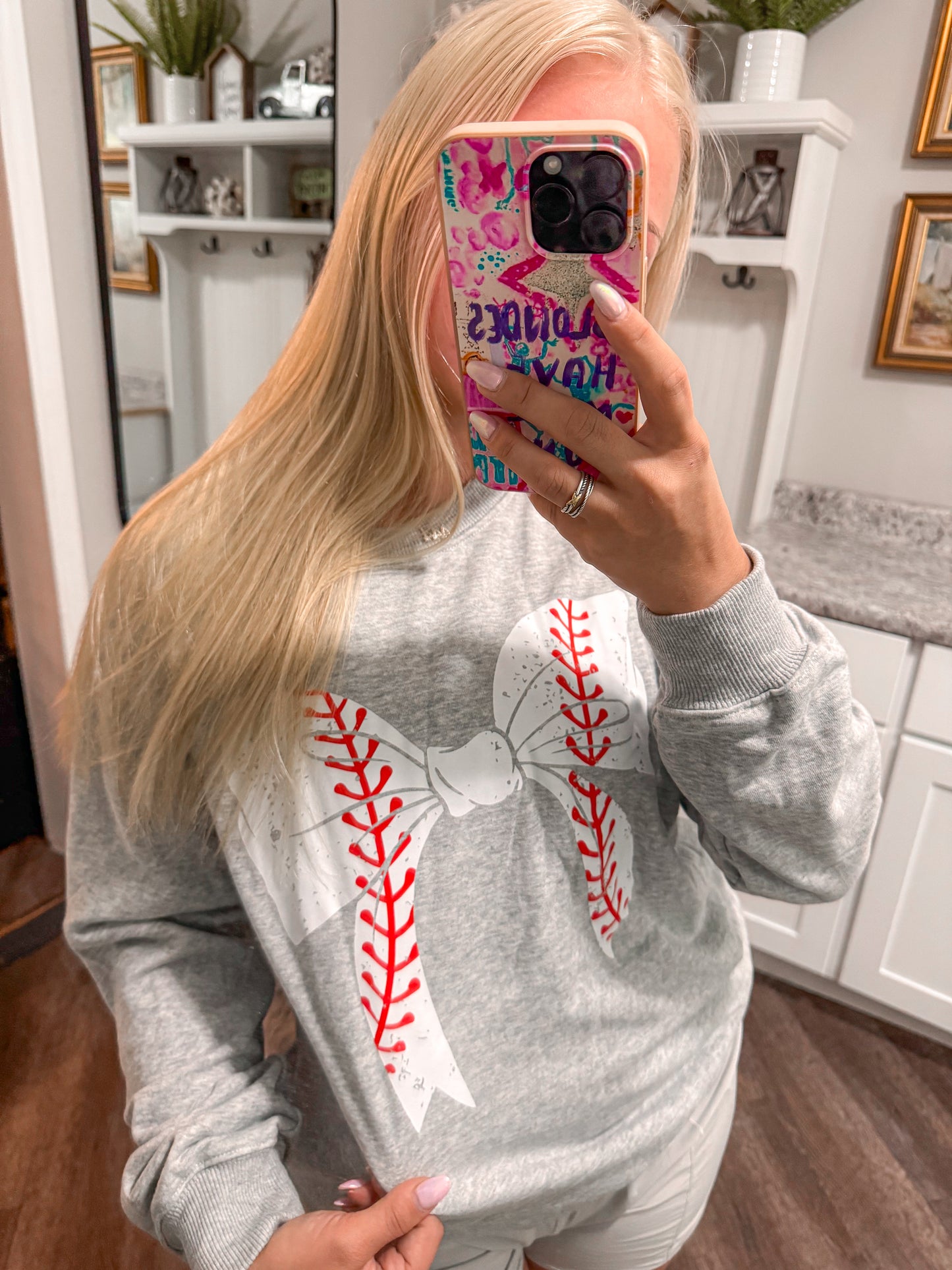 baseball bow sweatshirt