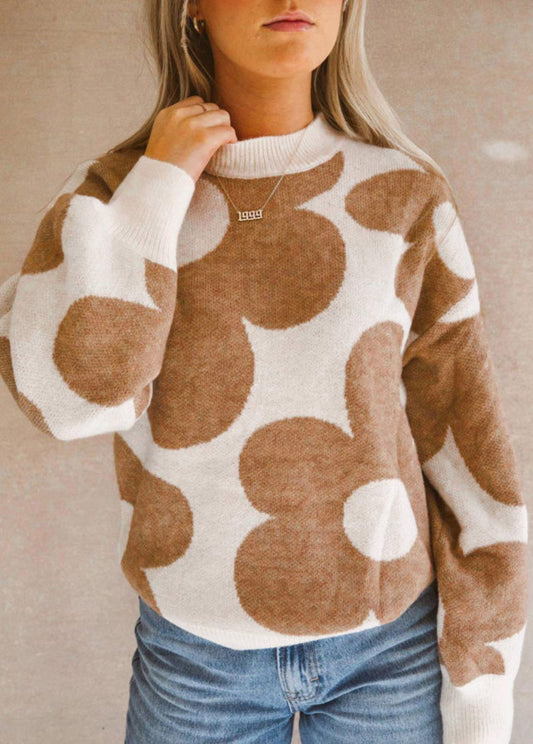 Neutral daisy knit sweater