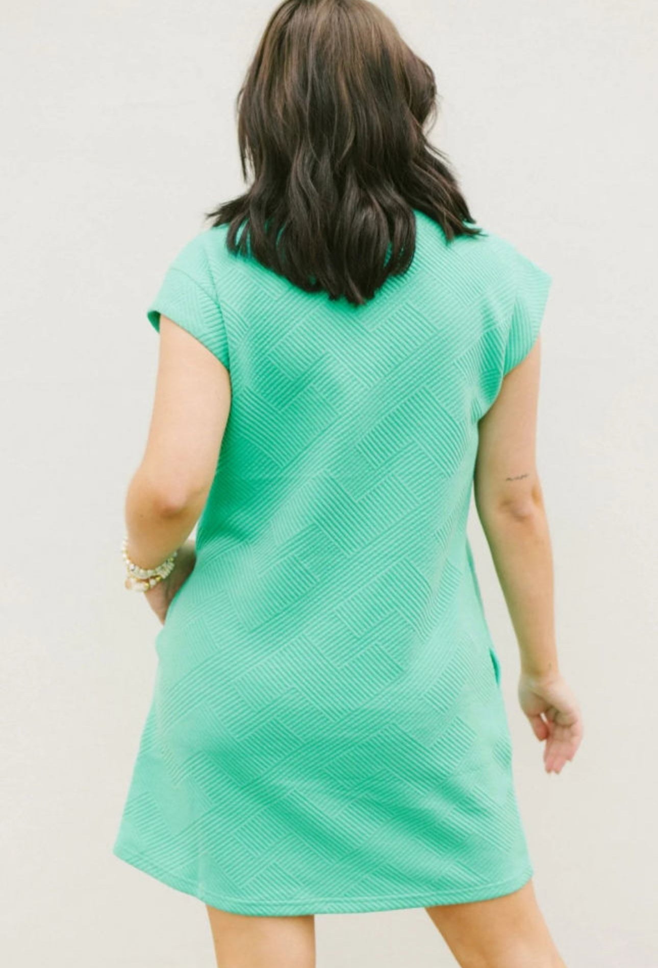 textured tshirt dress teal