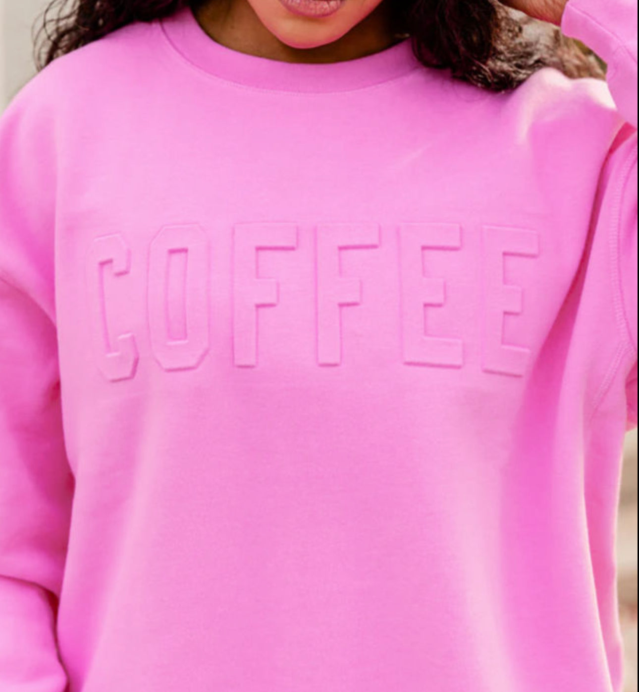 Embossed coffee sweatshirt