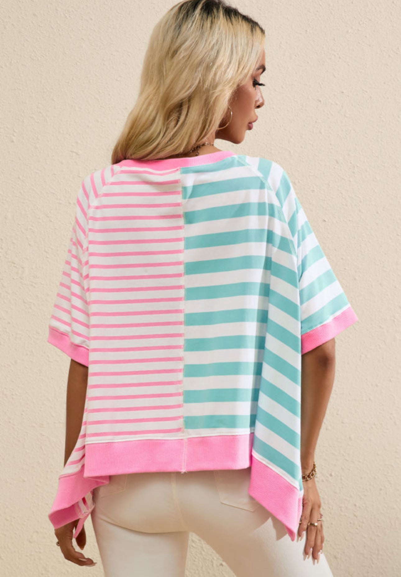 pink & blue oversized tee