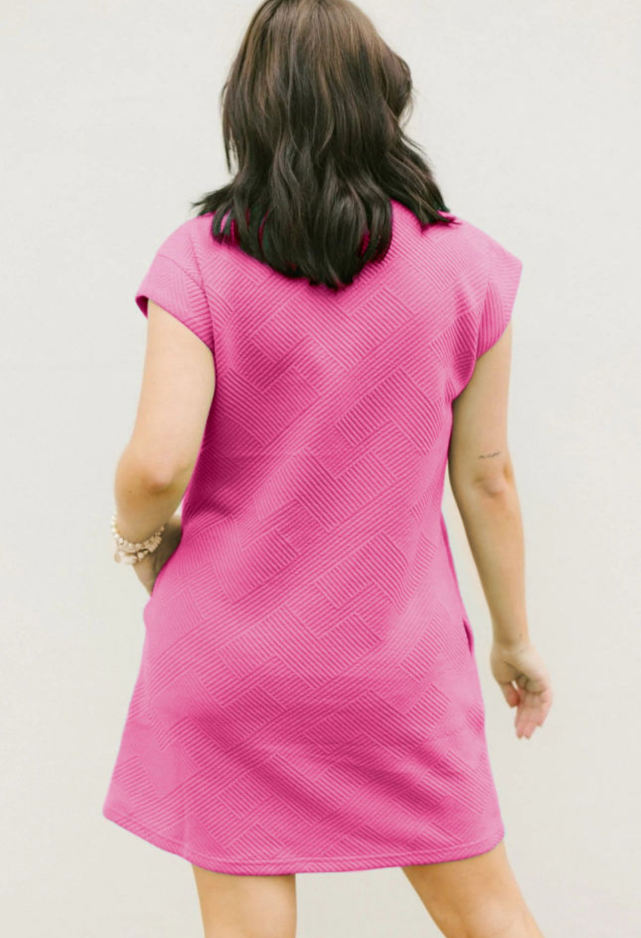 textured tshirt dress pink