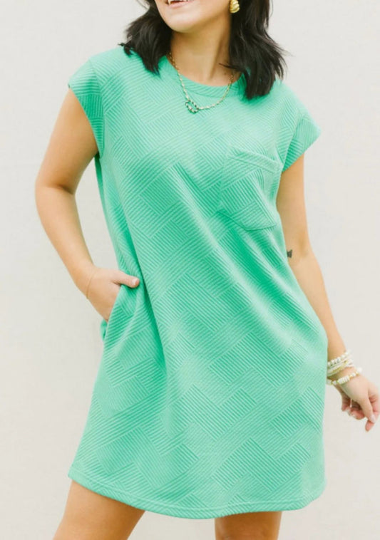 textured tshirt dress teal