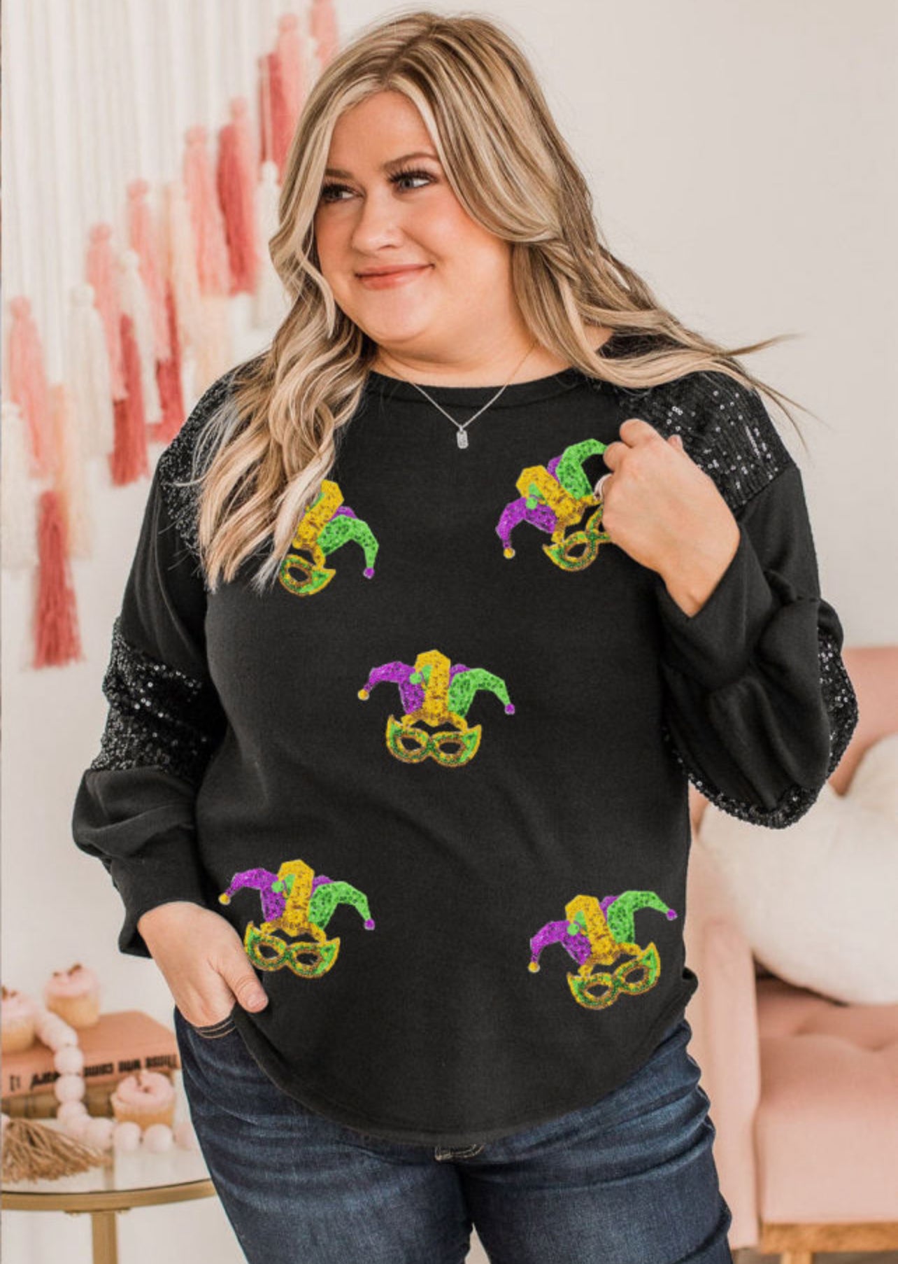 Plus size sequin sleeves