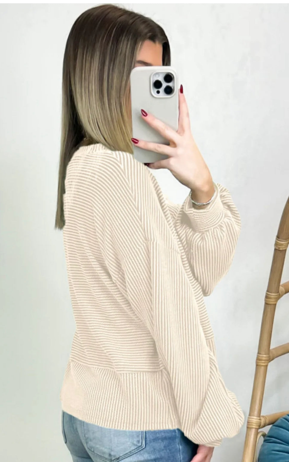 Ribbed button Henley top