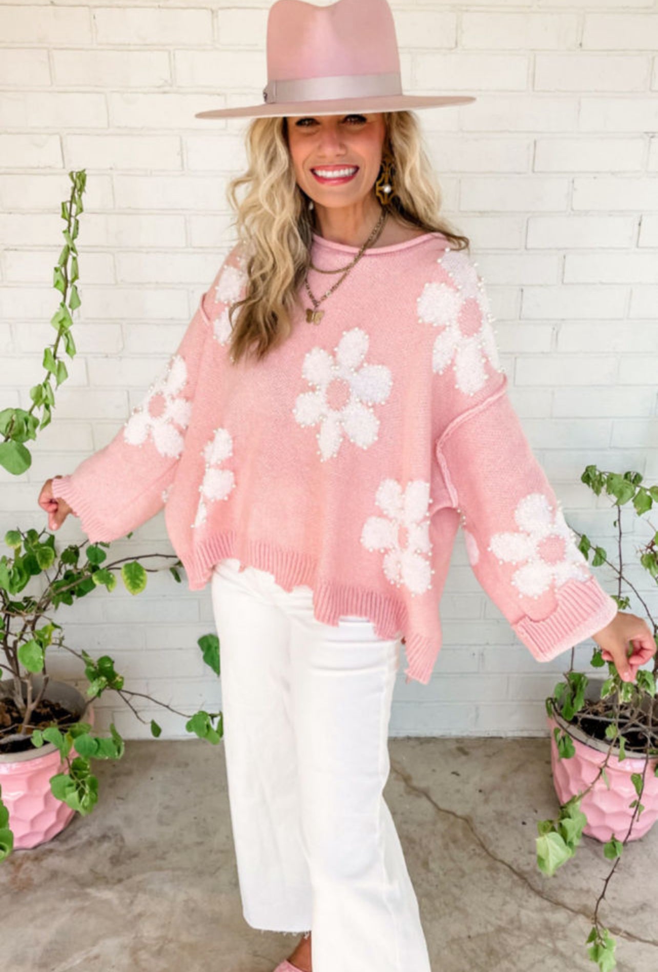 Flower power pearl sweater