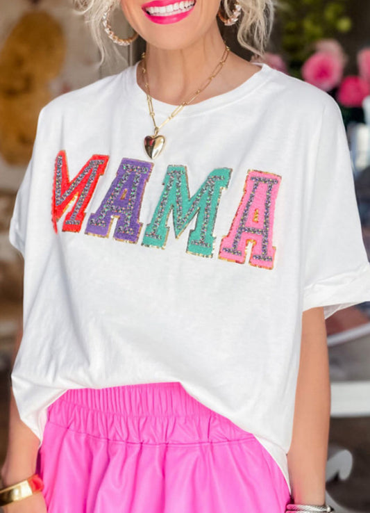 Chenille patch mama tees