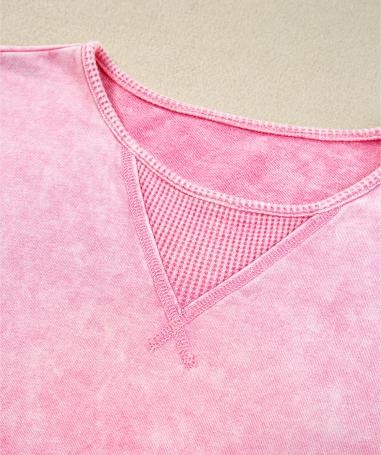 Strawberry Pink Mineral Wash Exposed
Seam Drop Shoulder Oversized Tee