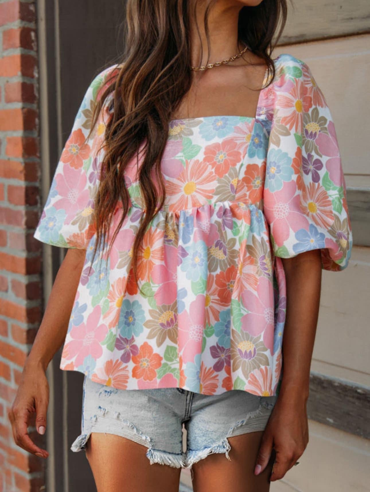 Floral babydoll blouse