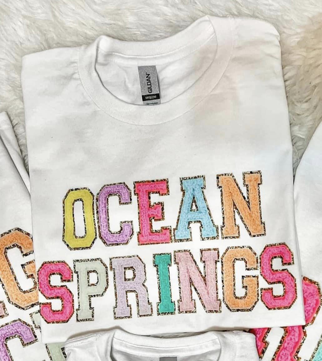 Ocean Springs faux Patch Letters