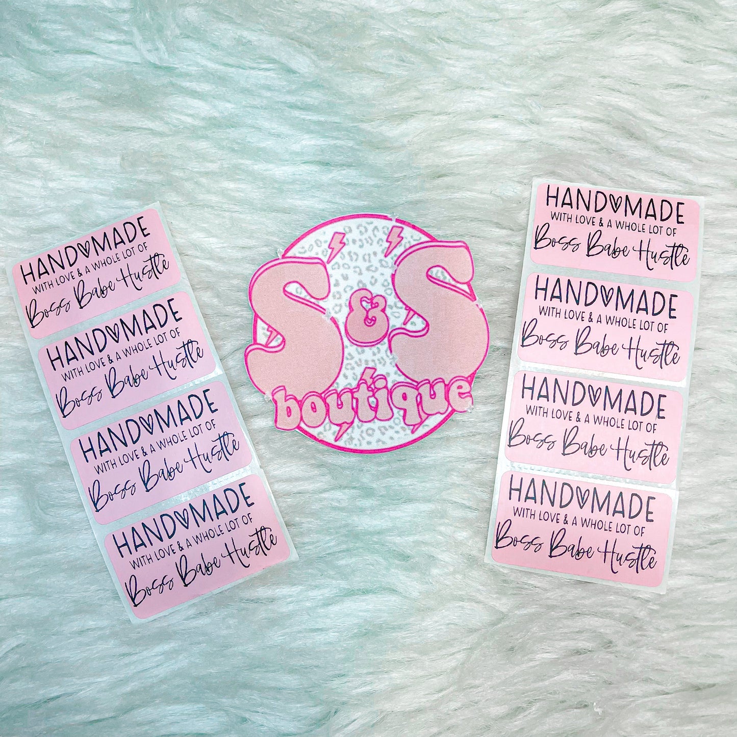 Handmade with love and boss babe Stickers